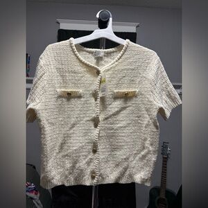 a new day Cream Button-Up Knit Top